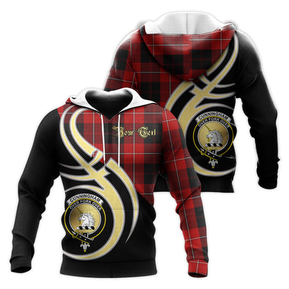 Printivon Cunningham Clan Believe In Me Crest Tartan Knitted Hoodie Custom Your Text