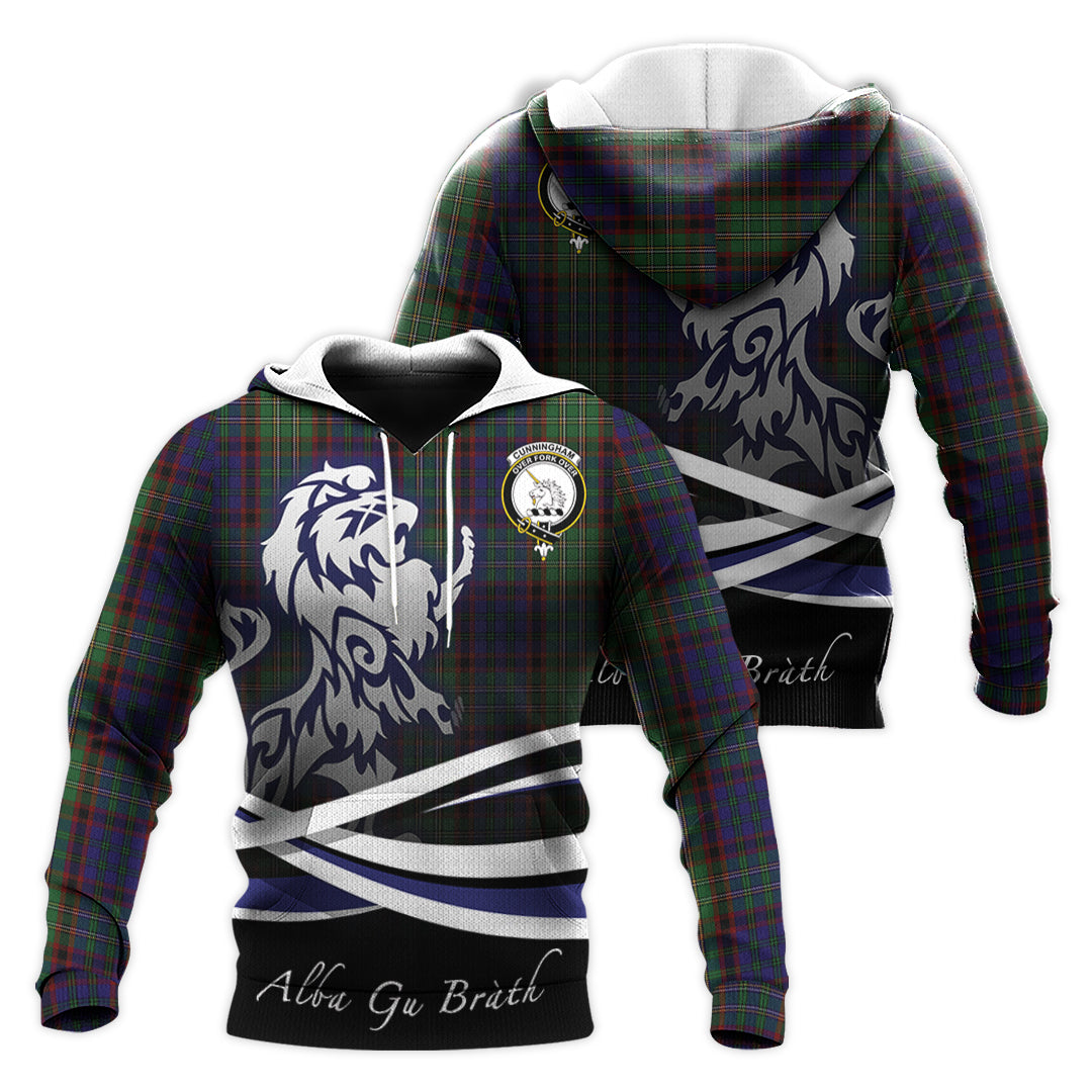 Printivon Cunningham Hunting Tartan Scottish Lion Hoodie