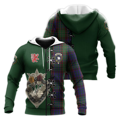 Printivon Cunningham Hunting Tartan Hoodie Lion Rampant And Celtic Thistle Style