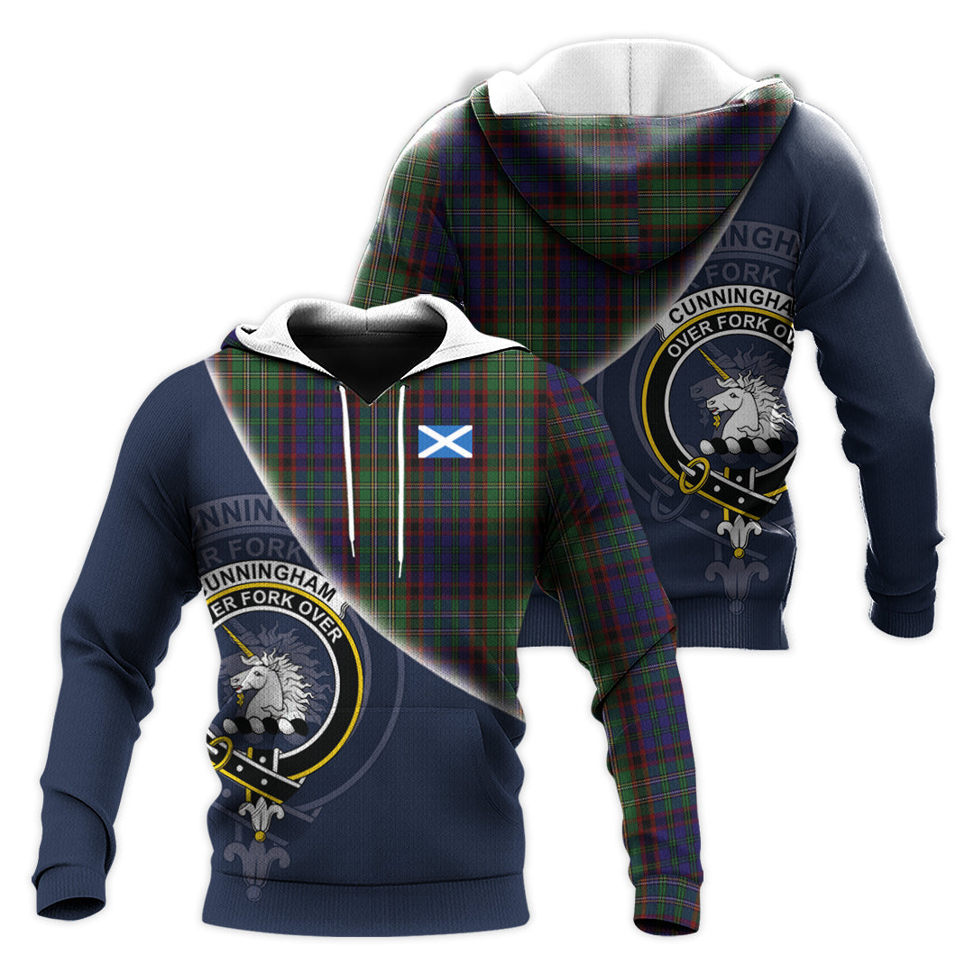 Printivon Cunningham Hunting Tartan Scottish Crest Hoodie