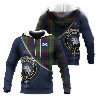 Printivon Cunningham Hunting Tartan Scottish Crest Hoodie