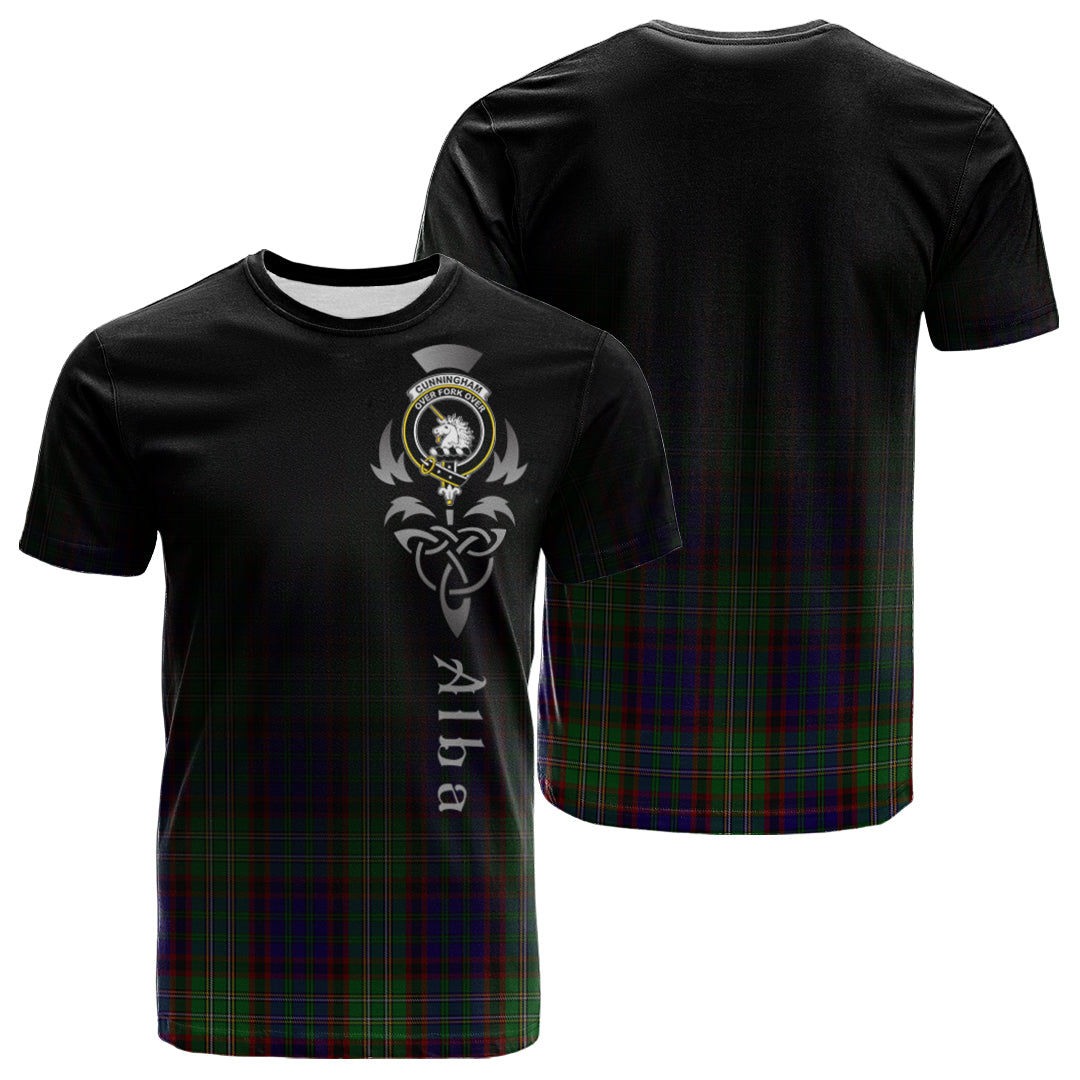 Printivon Cunningham Hunting Tartan Crest Alba Celtic T Shirt