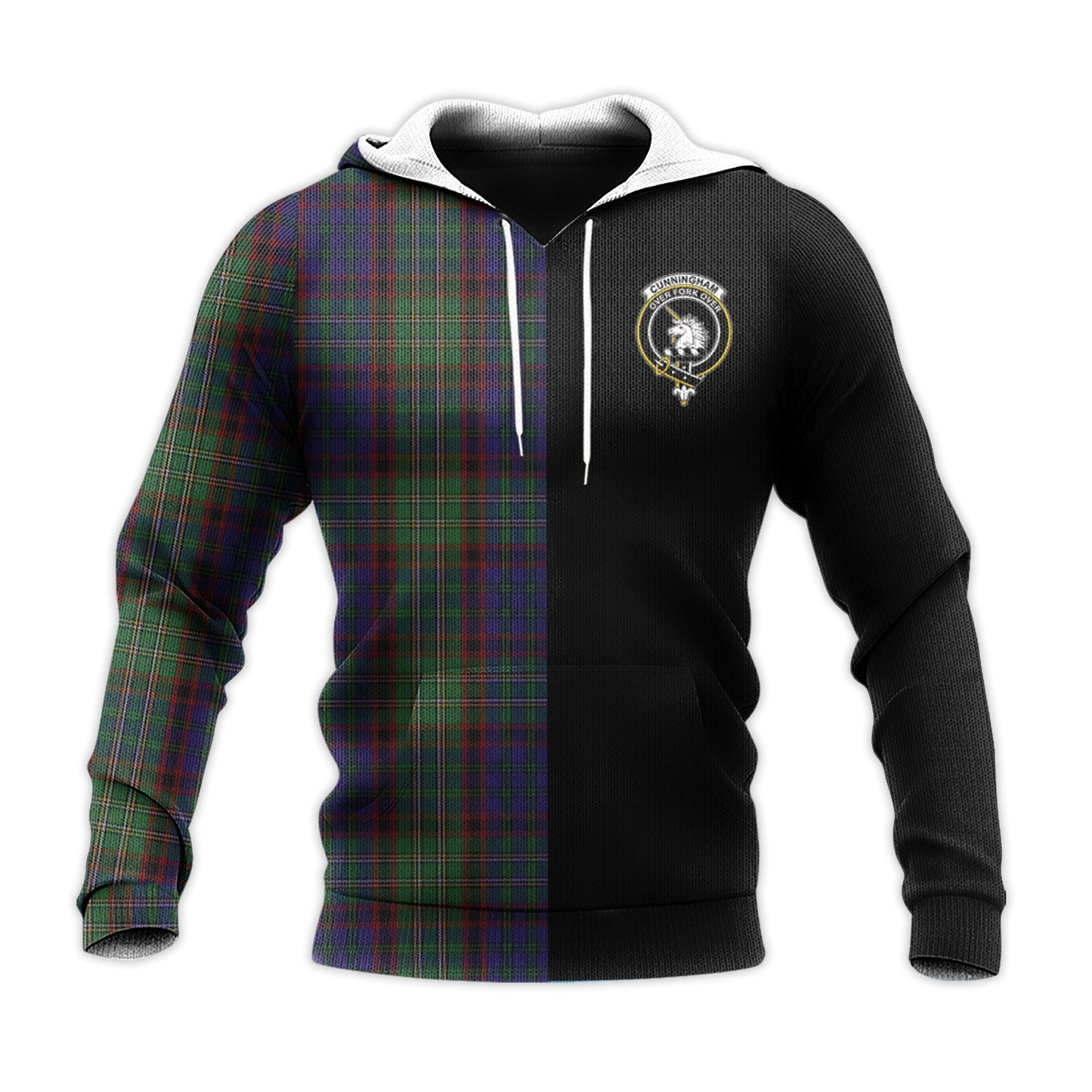 Printivon Cunningham Hunting Tartan Personalize Half Hoodie