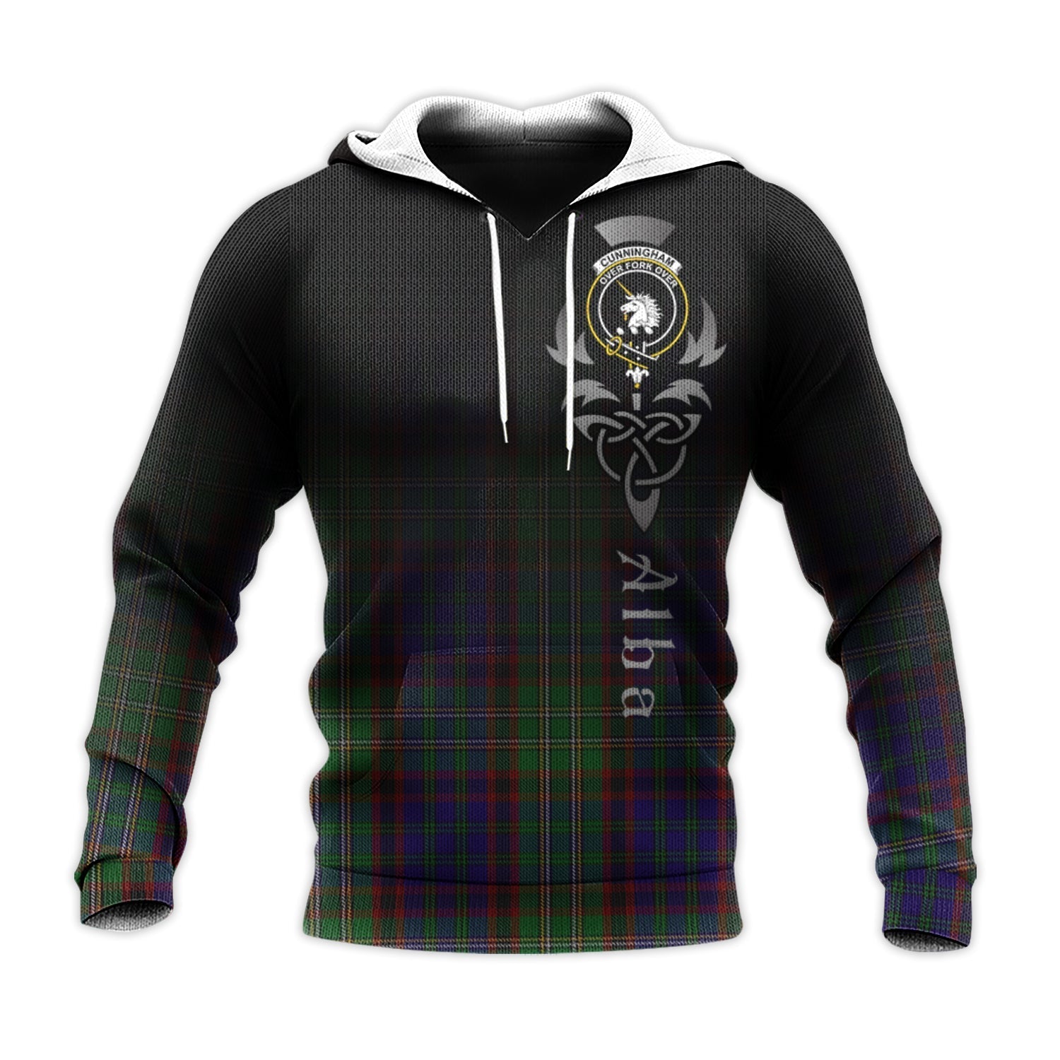 Printivon Cunningham Hunting Tartan Crest Alba Celtic Hoodie