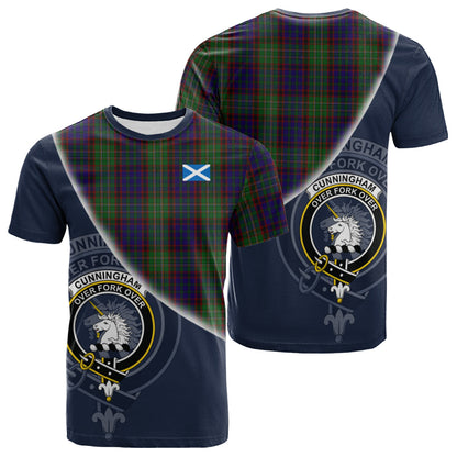 Printivon Cunningham Hunting Tartan Scottish Crest T Shirt
