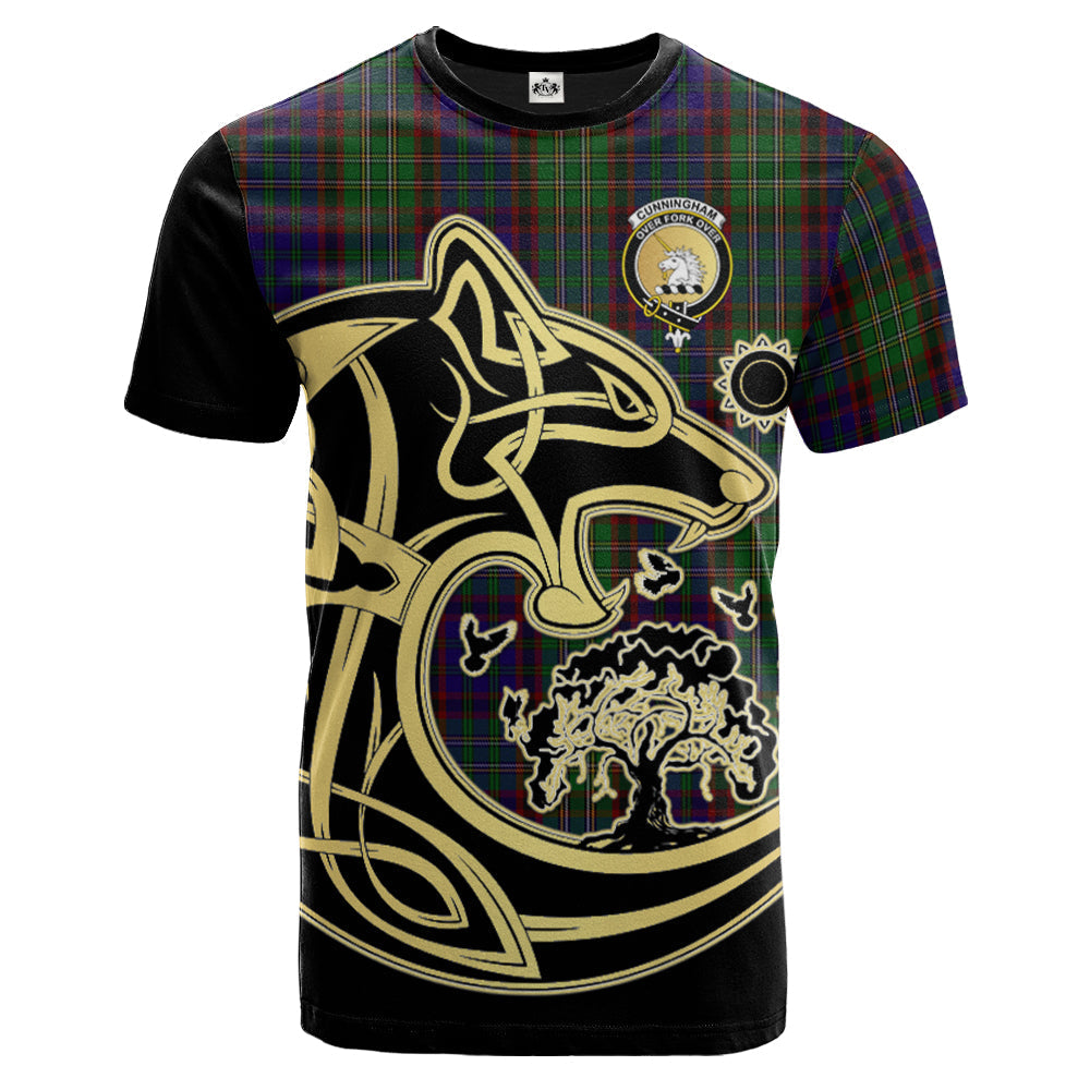 Printivon Cunningham Hunting Crest Celtic Wolf Tartan T Shirt Custom Your Text