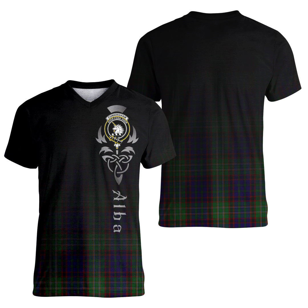 Printivon Cunningham Hunting Tartan Crest Alba Celtic T Shirt