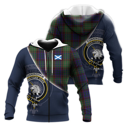 Printivon Cunningham Hunting Tartan Scottish Crest Hoodie