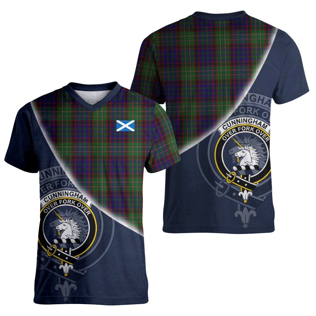 Printivon Cunningham Hunting Tartan Scottish Crest T Shirt