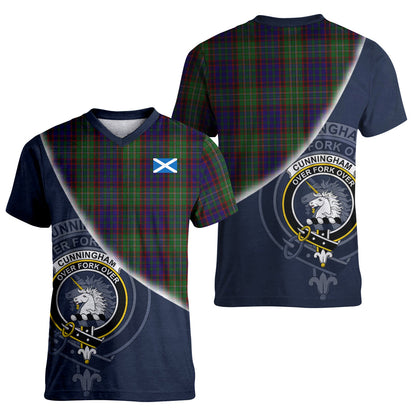 Printivon Cunningham Hunting Tartan Scottish Crest T Shirt