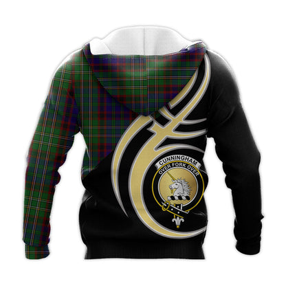 Printivon Cunningham Hunting Clan Believe In Me Crest Tartan Knitted Hoodie Custom Your Text