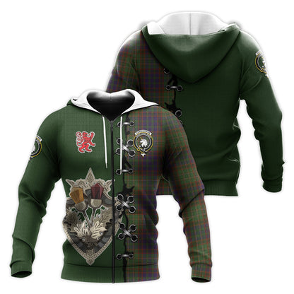 Printivon Cunningham Hunting Modern Tartan Hoodie Lion Rampant And Celtic Thistle Style