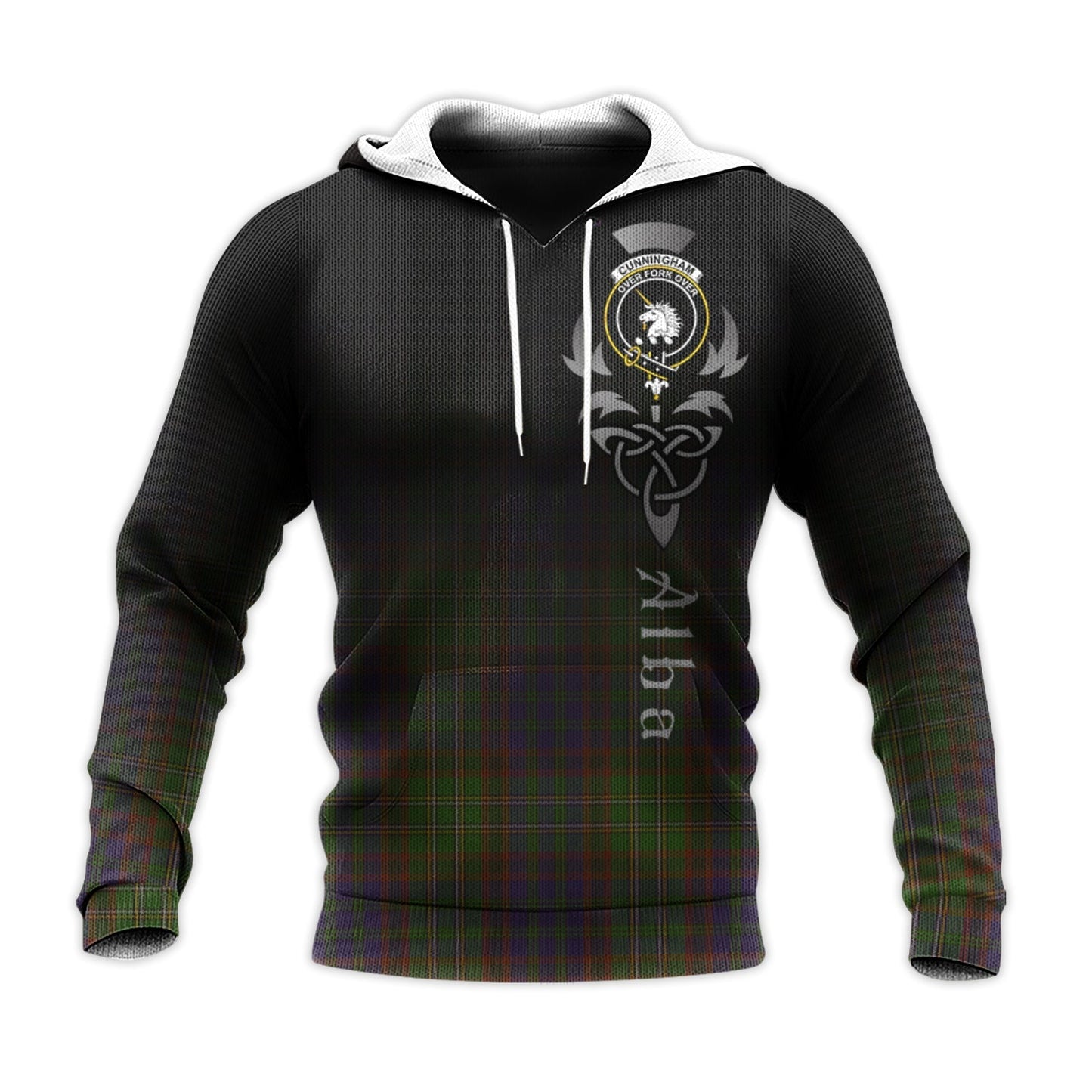 Printivon Cunningham Hunting Modern Tartan Crest Alba Celtic Hoodie