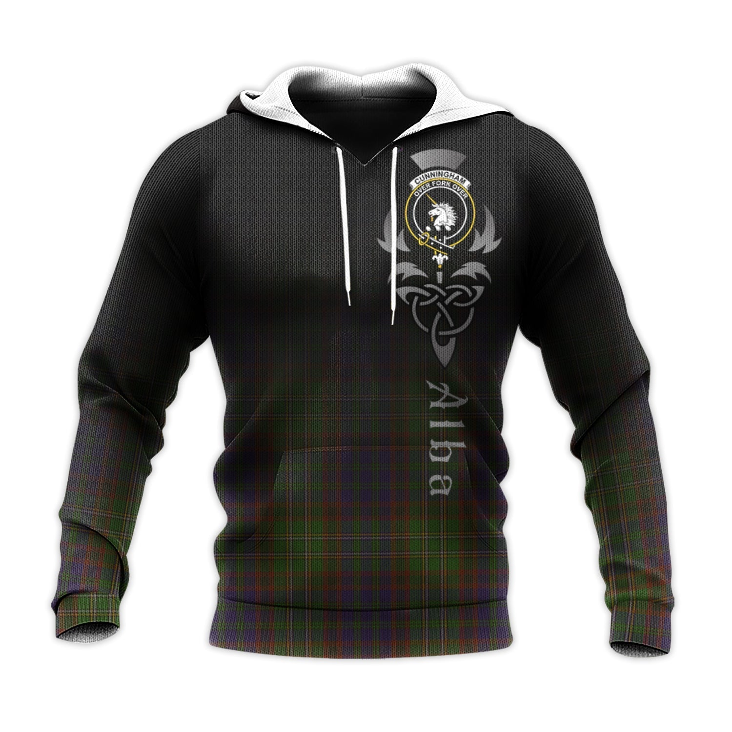 Printivon Cunningham Hunting Modern Tartan Crest Alba Celtic Hoodie