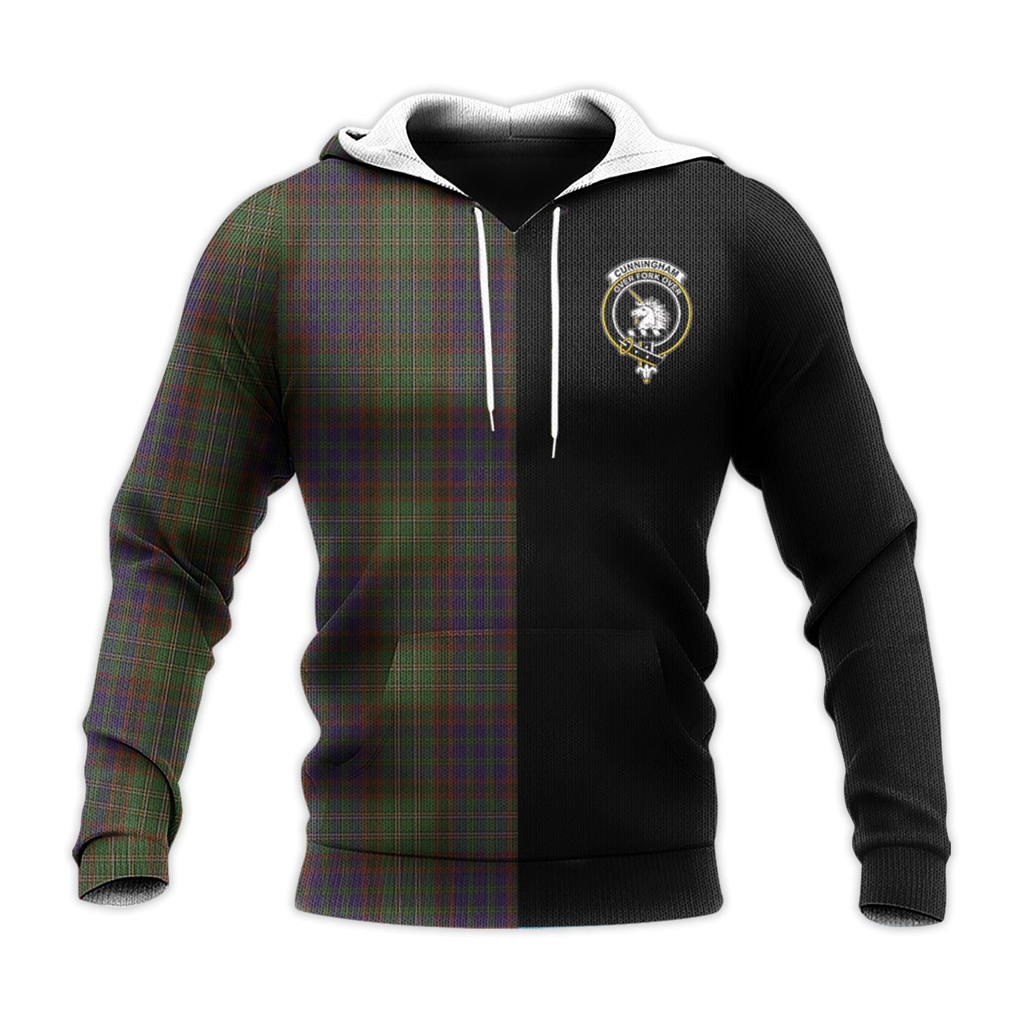 Printivon Cunningham Hunting Modern Tartan Personalize Half Hoodie