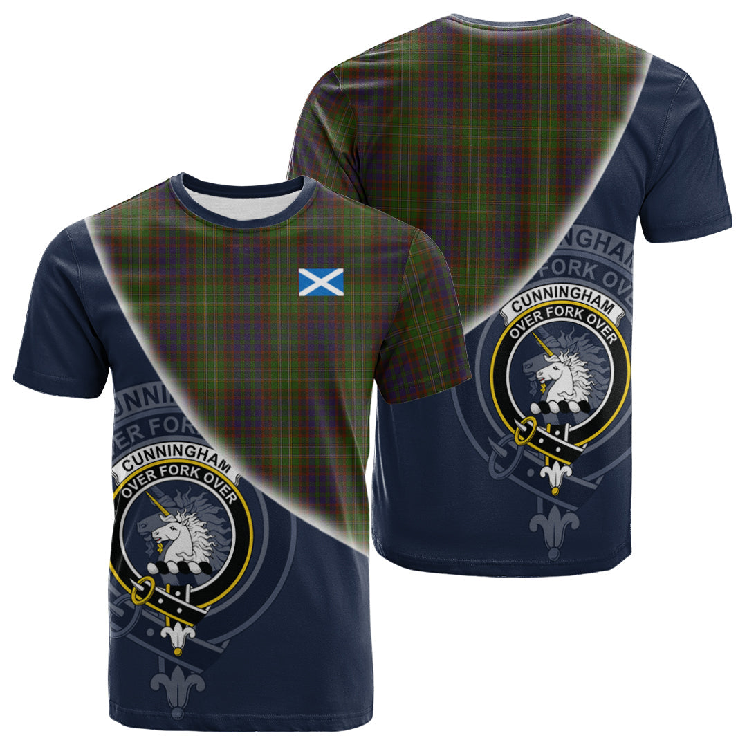 Printivon Cunningham Hunting Modern Tartan Scottish Crest T Shirt