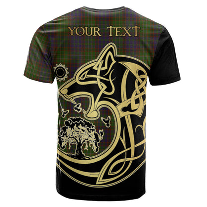 Printivon Cunningham Hunting Modern Crest Celtic Wolf Tartan T Shirt Custom Your Text