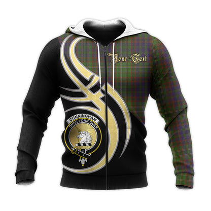 Printivon Cunningham Hunting Modern Clan Believe In Me Crest Tartan Knitted Hoodie Custom Your Text