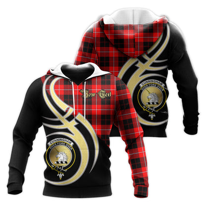 Printivon Cunningham Modern Clan Believe In Me Crest Tartan Knitted Hoodie Custom Your Text
