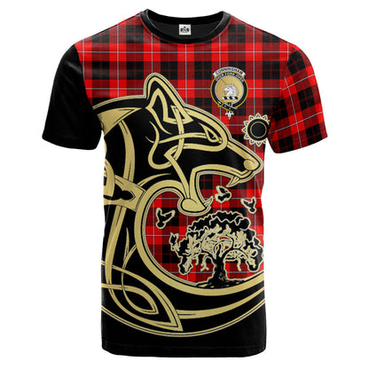 Printivon Cunningham Modern Crest Celtic Wolf Tartan T Shirt Custom Your Text