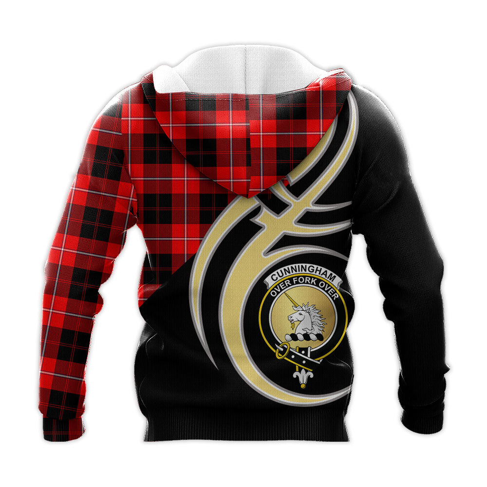 Printivon Cunningham Modern Clan Believe In Me Crest Tartan Knitted Hoodie Custom Your Text