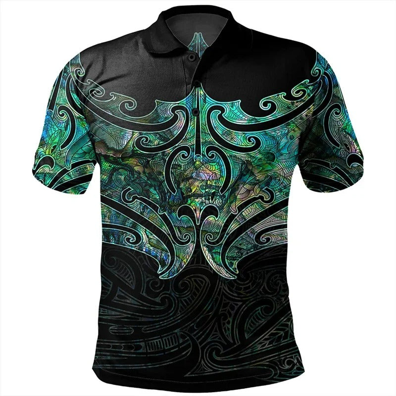 New Zealand Polo Shirt NZ Printed Green Shirt All Over Print