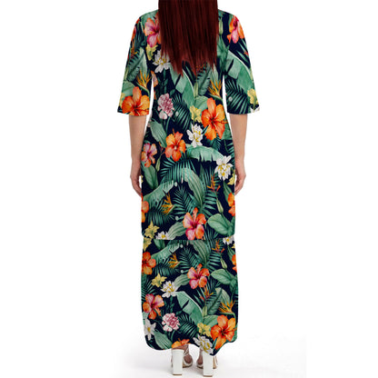 Vintage Polynesian Hibiscus Flowers Tropical Island Puletasi Dress And Hawaiian Shirt For Her Him