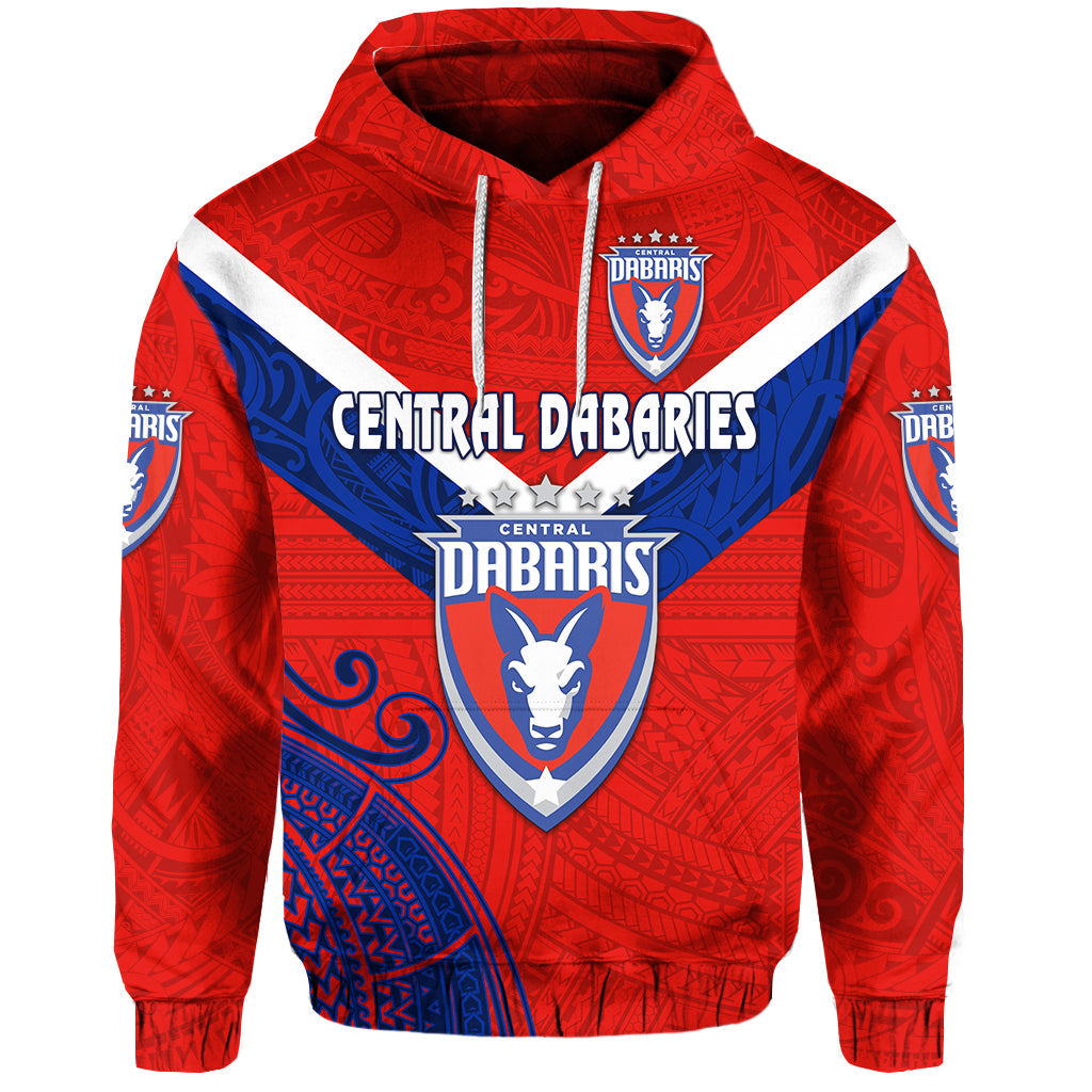 ( Personalised) Papua New Guinea Central Dabaries Hoodie Rugby Red, Text And Number