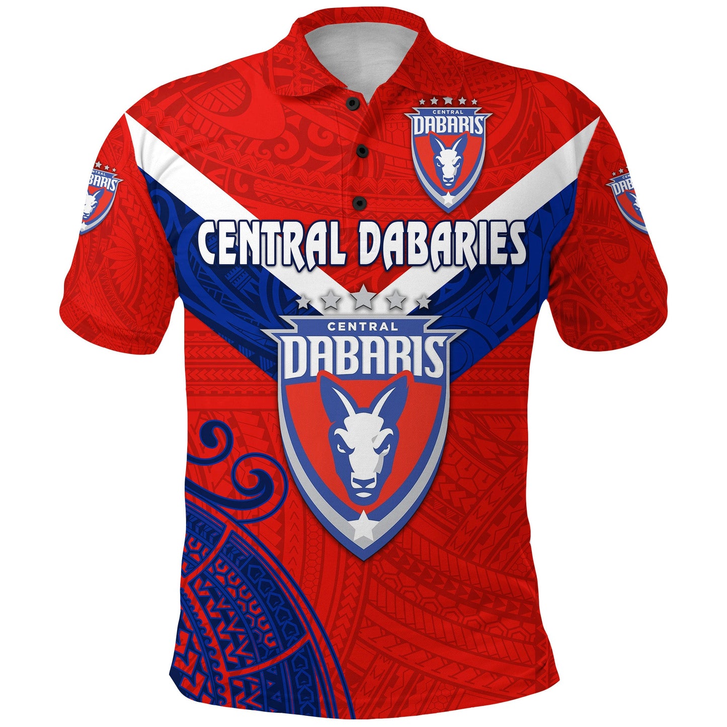 Custom Personalised Papua New Guinea Central Dabaries Polo Shirt Rugby - Red, Custom Text And Number