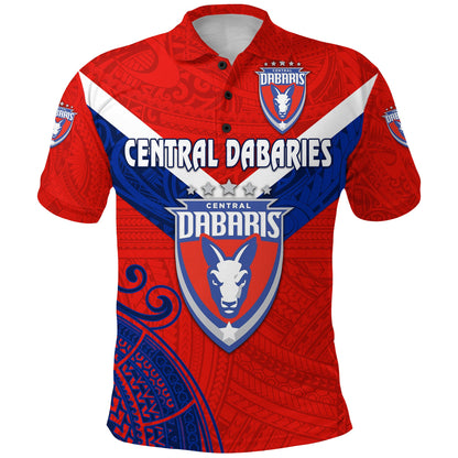 Custom Personalised Papua New Guinea Central Dabaries Polo Shirt Rugby - Red, Custom Text And Number