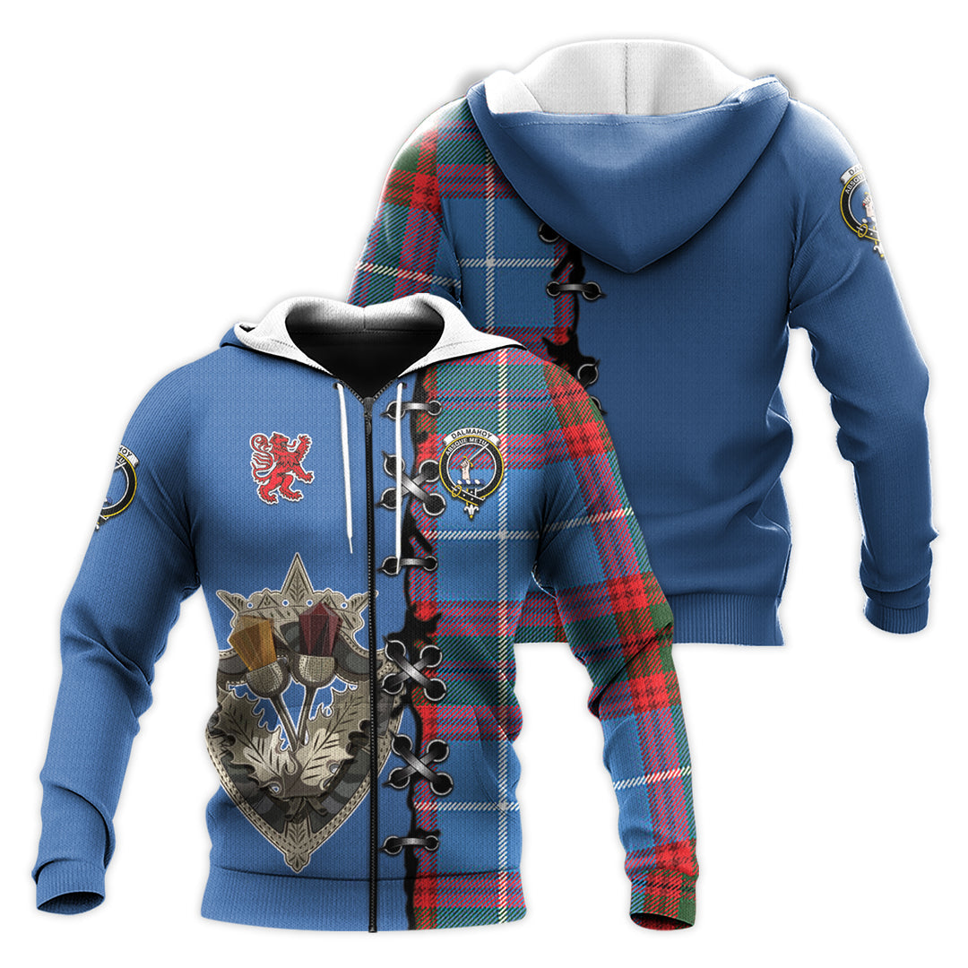 Printivon Dalmahoy Tartan Hoodie Lion Rampant And Celtic Thistle Style