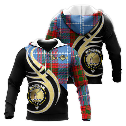 Printivon Dalmahoy Clan Believe In Me Crest Tartan Knitted Hoodie Custom Your Text