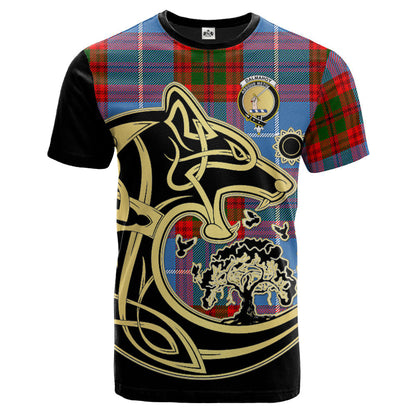 Printivon Dalmahoy Crest Celtic Wolf Tartan T Shirt Custom Your Text