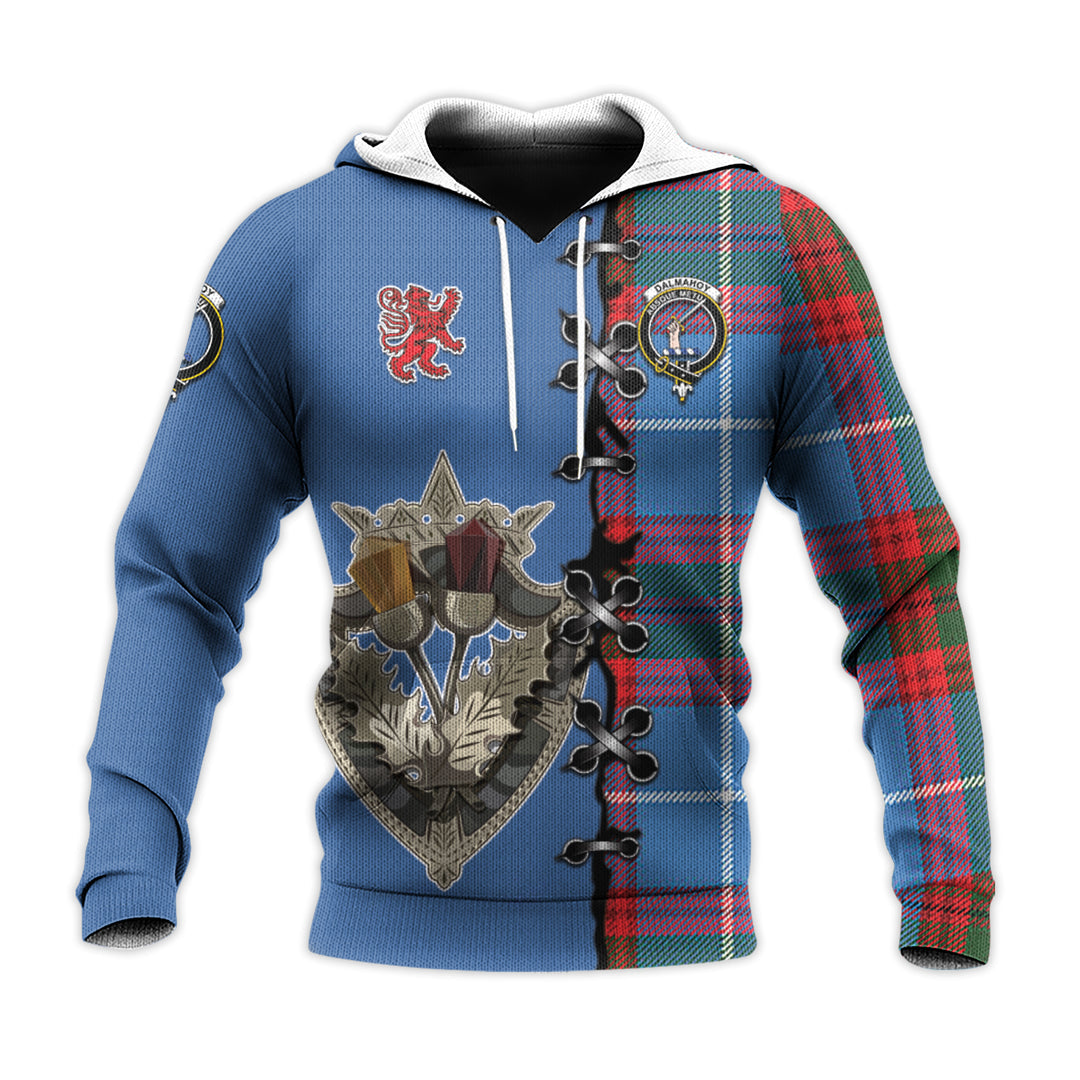 Printivon Dalmahoy Tartan Hoodie Lion Rampant And Celtic Thistle Style