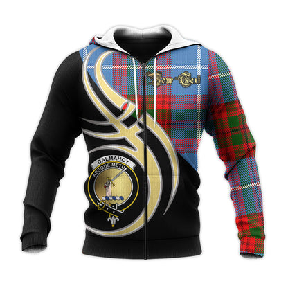 Printivon Dalmahoy Clan Believe In Me Crest Tartan Knitted Hoodie Custom Your Text
