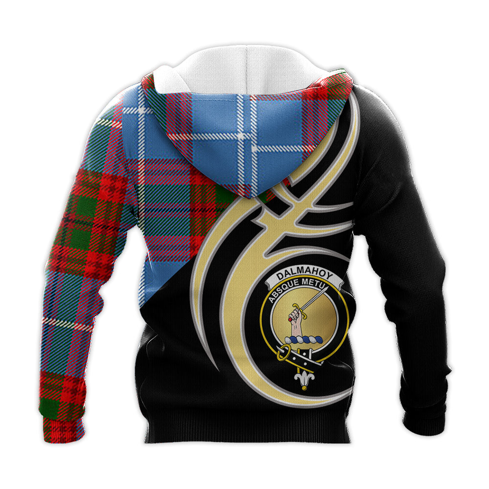 Printivon Dalmahoy Clan Believe In Me Crest Tartan Knitted Hoodie Custom Your Text