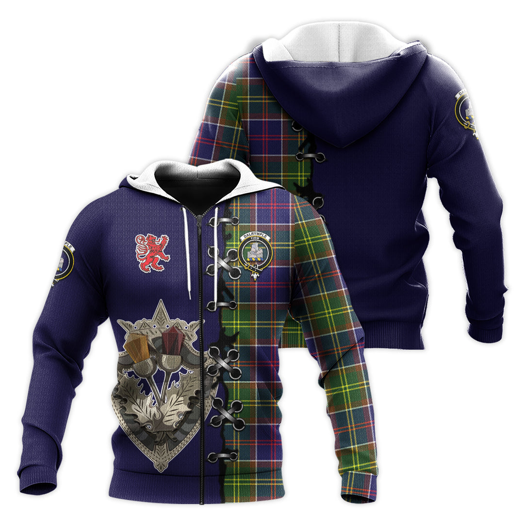 Printivon Dalrymple Tartan Hoodie Lion Rampant And Celtic Thistle Style