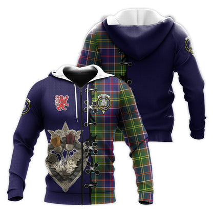 Printivon Dalrymple Tartan Hoodie Lion Rampant And Celtic Thistle Style