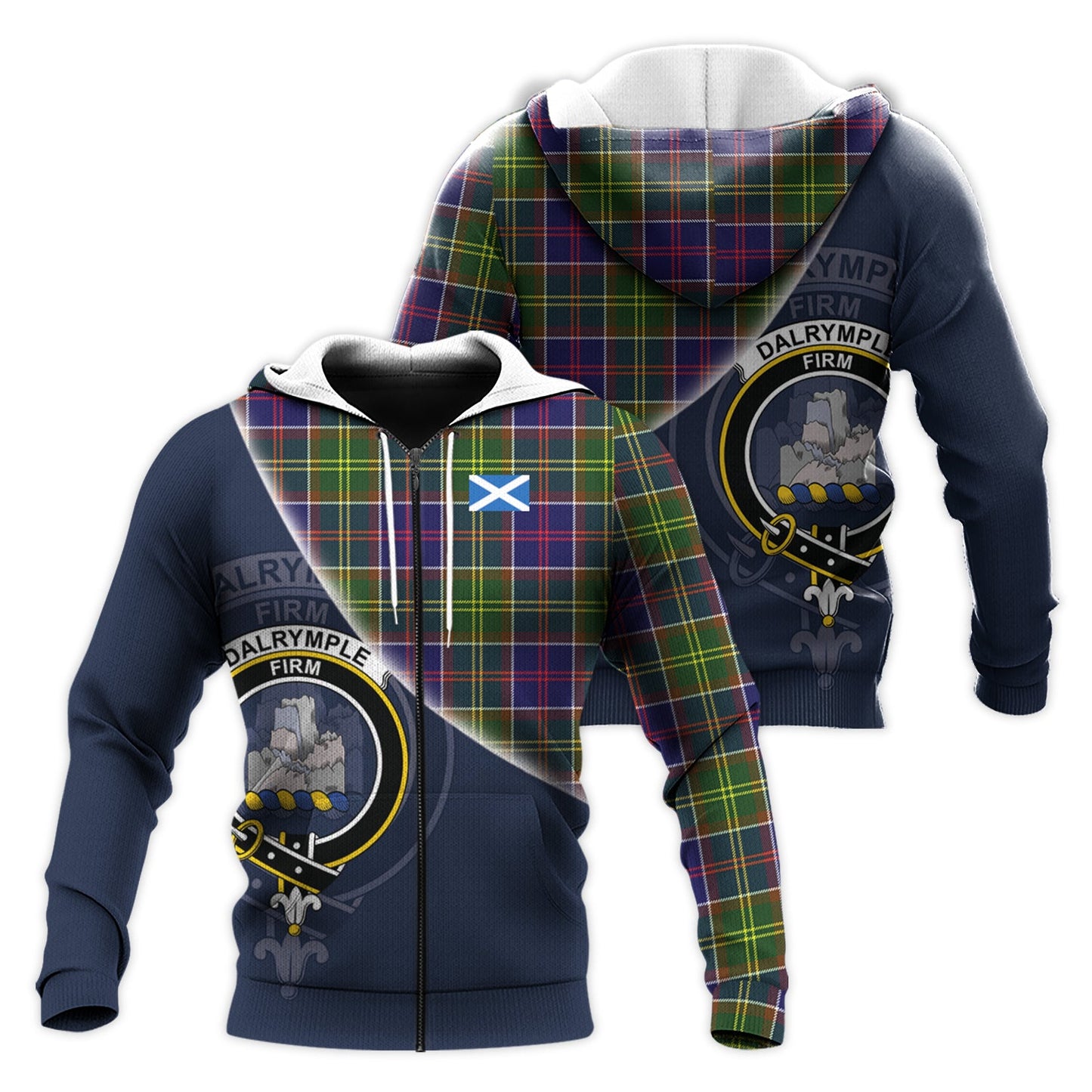 Printivon Dalrymple Tartan Scottish Crest Hoodie