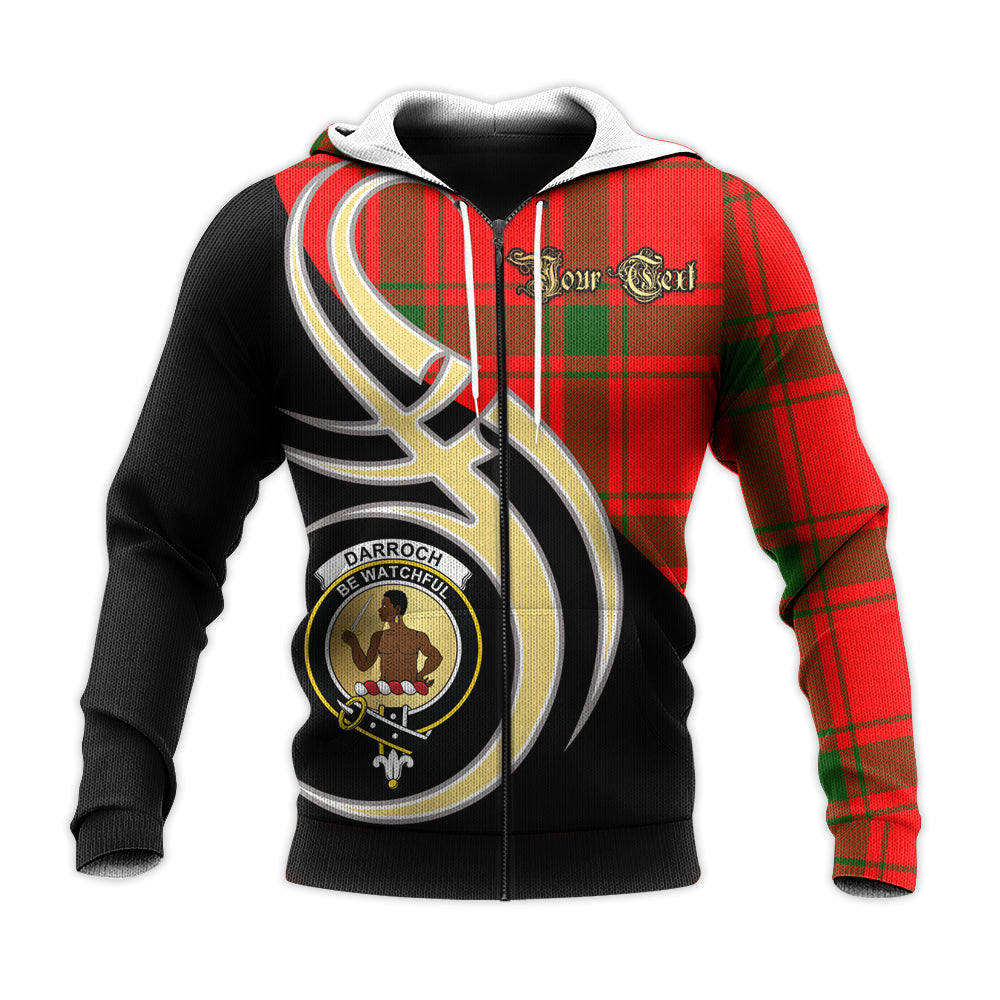 Printivon Darroch Clan Believe In Me Crest Tartan Knitted Hoodie Custom Your Text
