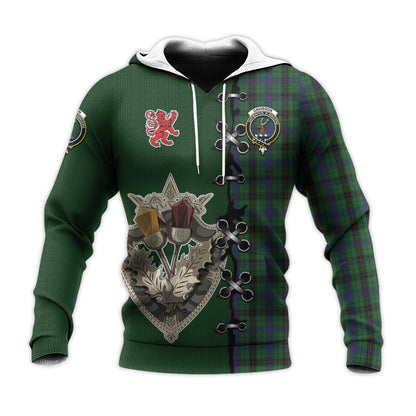 Printivon Davidson Tartan Hoodie Lion Rampant And Celtic Thistle Style