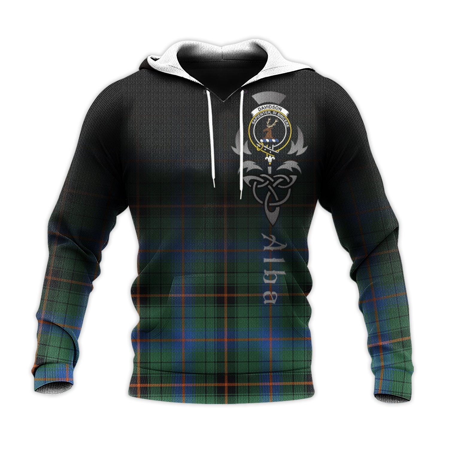 Printivon Davidson Ancient Tartan Crest Alba Celtic Hoodie