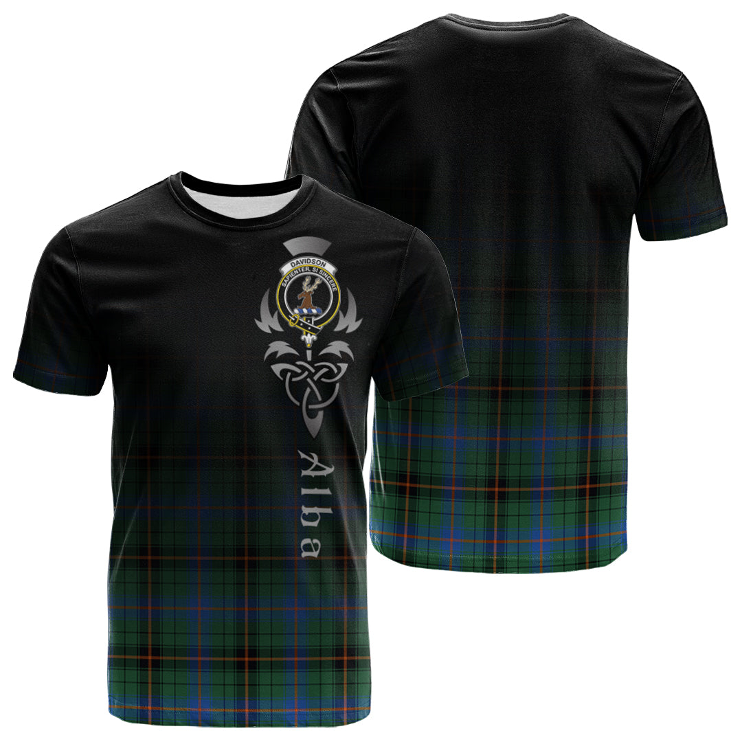 Printivon Davidson Ancient Tartan Crest Alba Celtic T Shirt