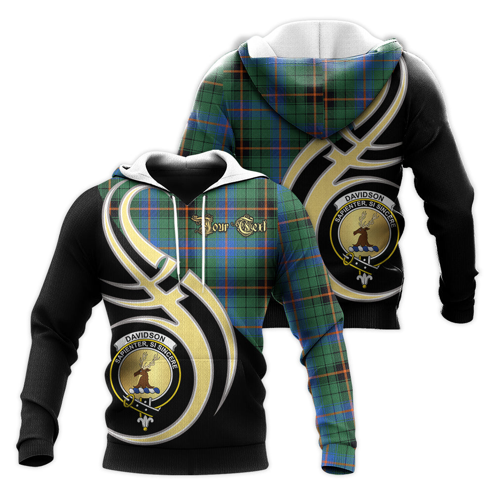 Printivon Davidson Ancient Clan Believe In Me Crest Tartan Knitted Hoodie Custom Your Text