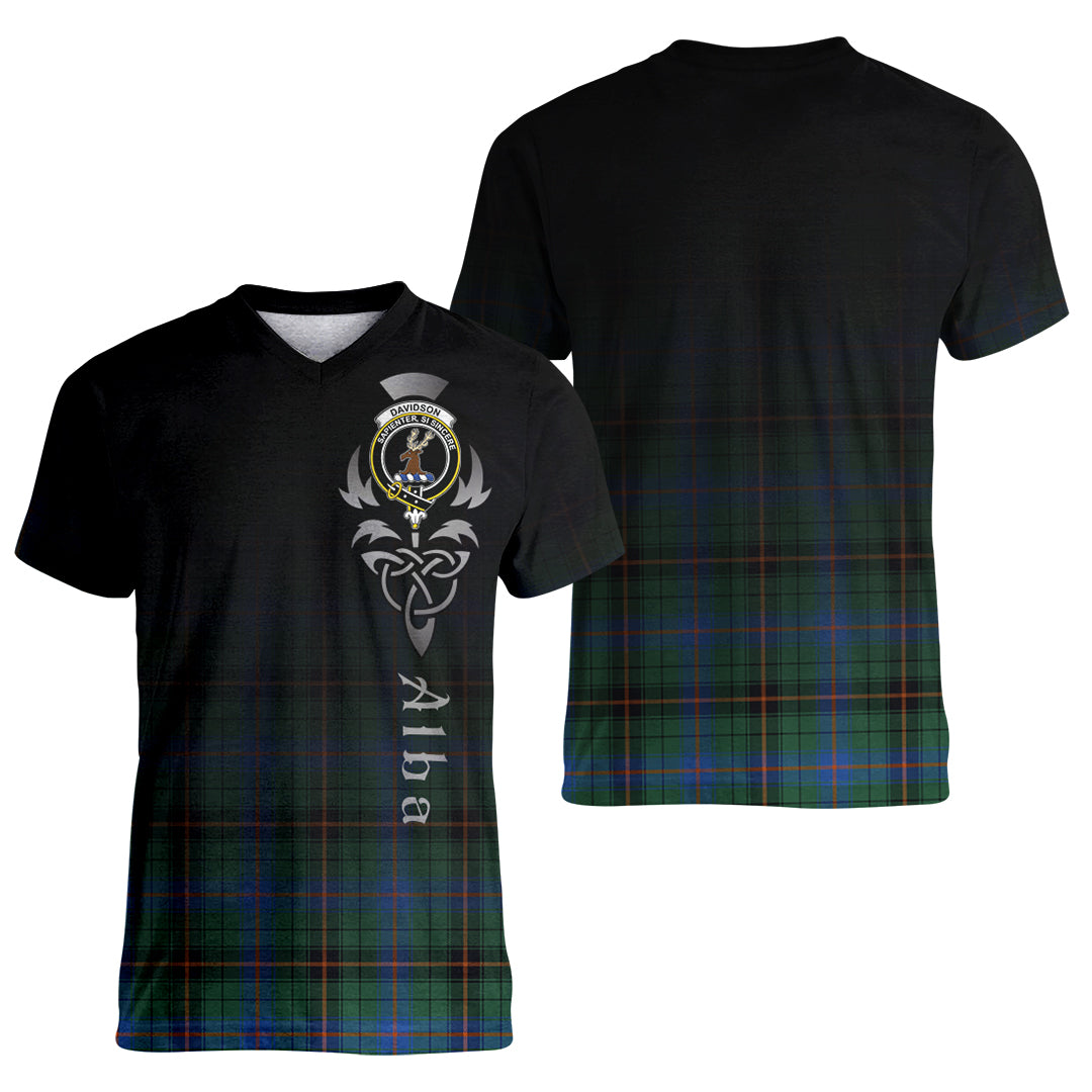 Printivon Davidson Ancient Tartan Crest Alba Celtic T Shirt