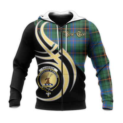 Printivon Davidson Ancient Clan Believe In Me Crest Tartan Knitted Hoodie Custom Your Text