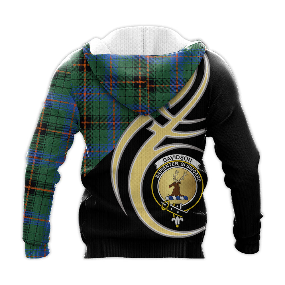 Printivon Davidson Ancient Clan Believe In Me Crest Tartan Knitted Hoodie Custom Your Text
