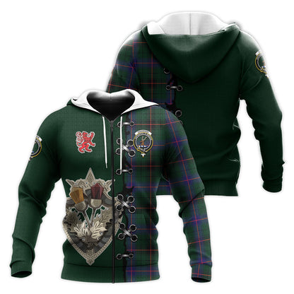 Printivon Davidson Modern Tartan Hoodie Lion Rampant And Celtic Thistle Style