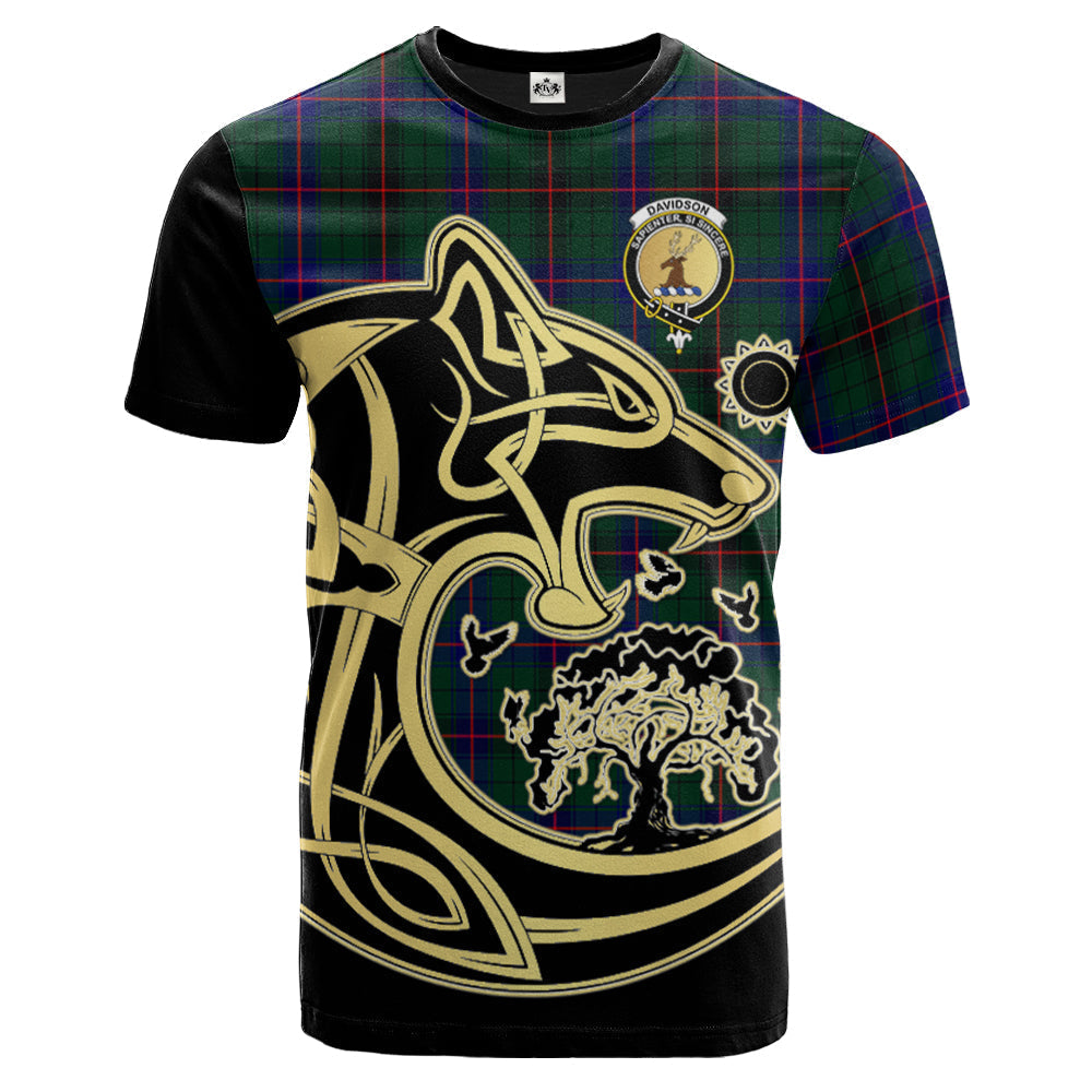 Printivon Davidson Modern Crest Celtic Wolf Tartan T Shirt Custom Your Text