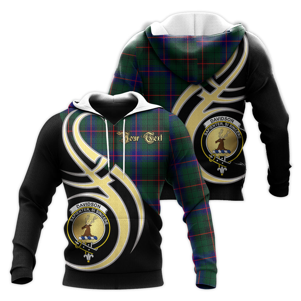 Printivon Davidson Modern Clan Believe In Me Crest Tartan Knitted Hoodie Custom Your Text